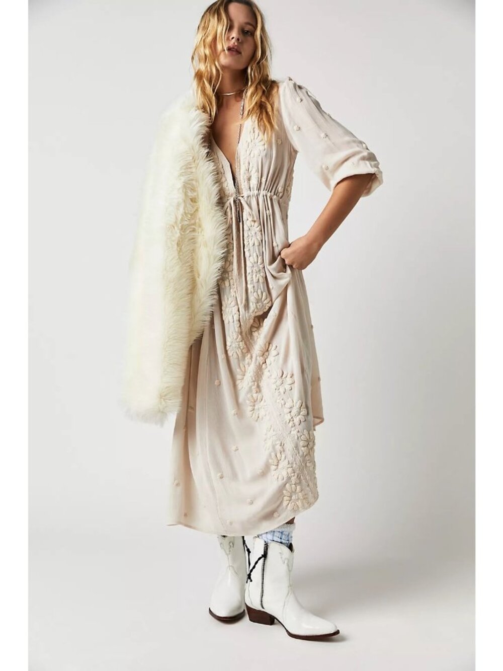 Free People Embroidered Fable Midi Dress - Picture 2 of 12
